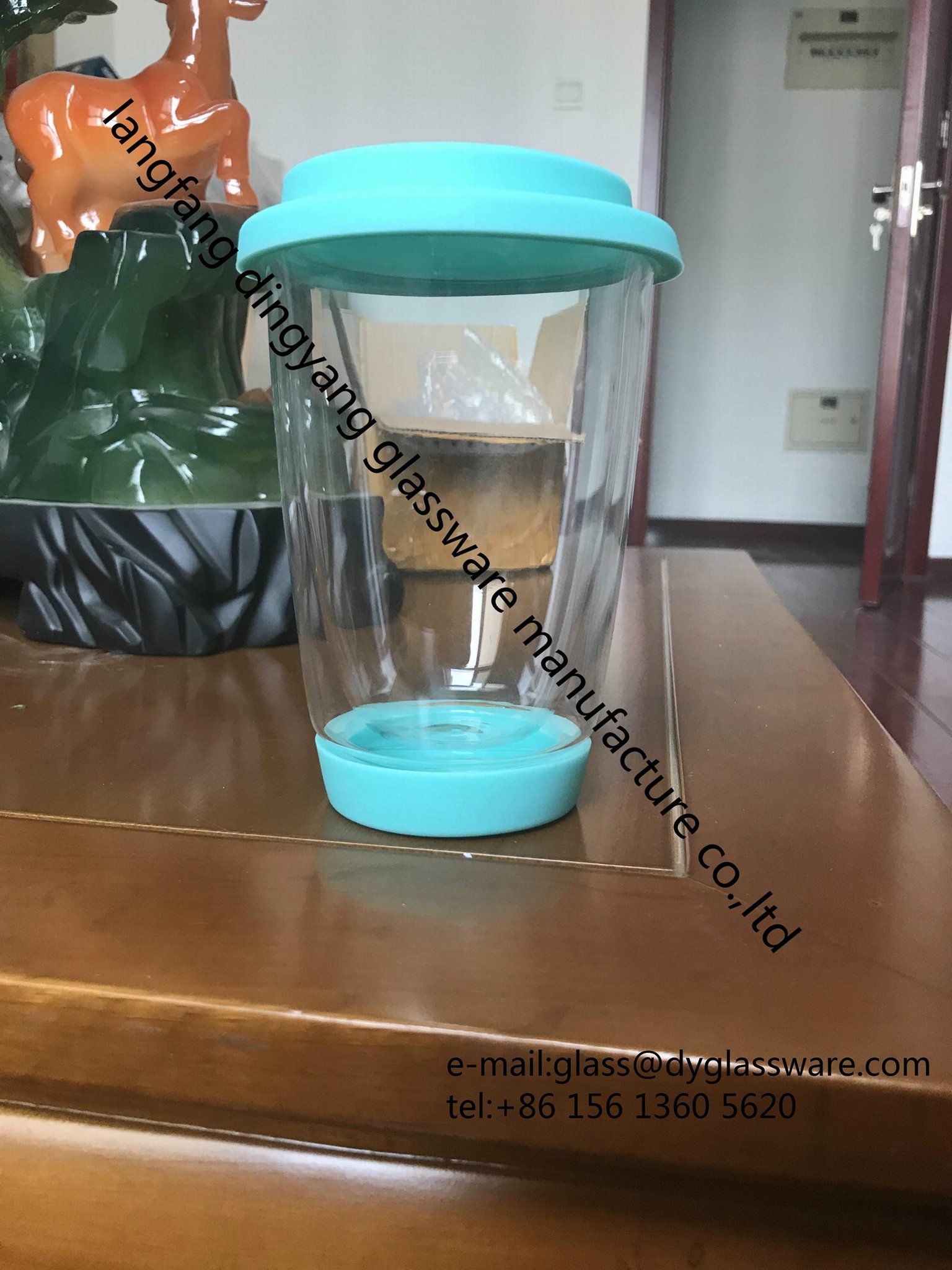 glass coffee cup with silicone lid 3