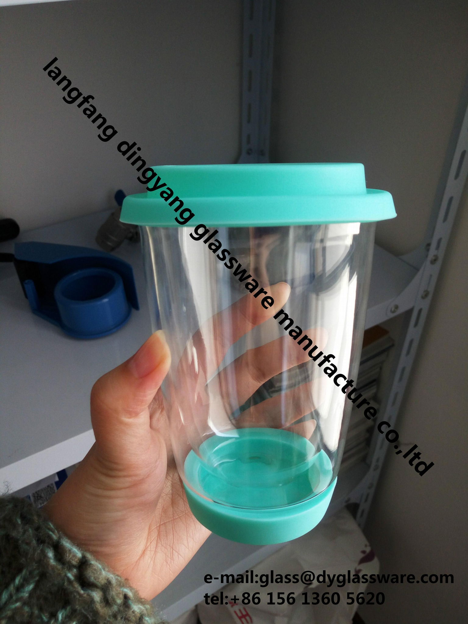 glass coffee cup with silicone lid 4