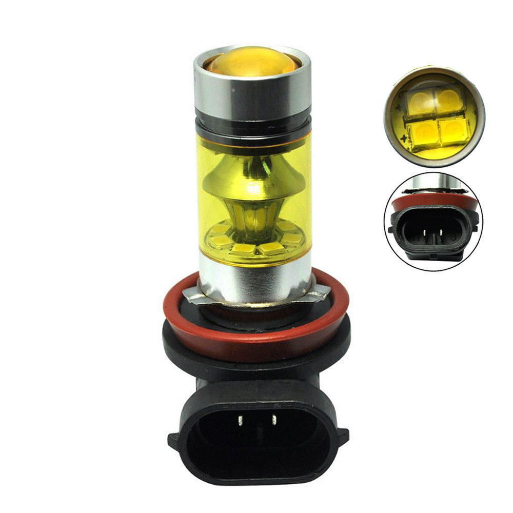 2PCS H11 H8 LED Fog Lights 100W 2323 Yellow Projector Driving DRL Bulb