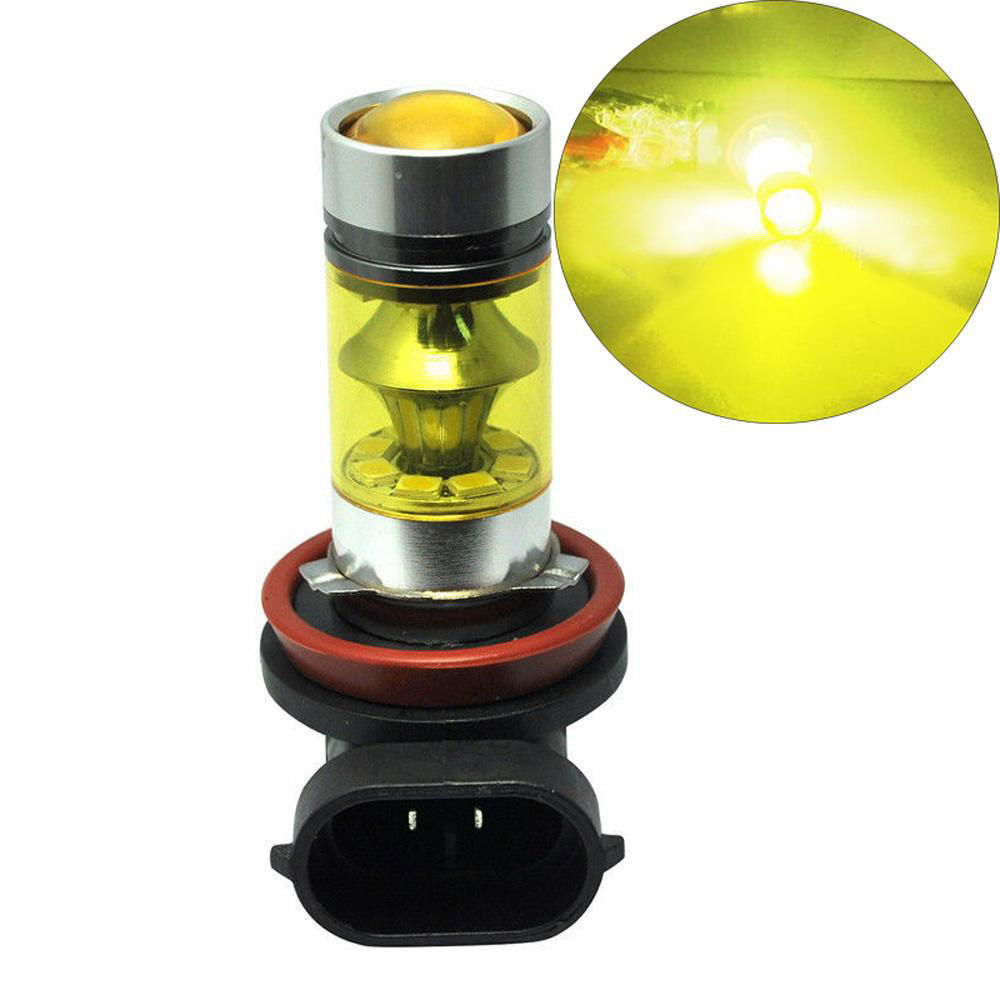 2PCS H11 H8 LED Fog Lights 100W 2323 Yellow Projector Driving DRL Bulb 5