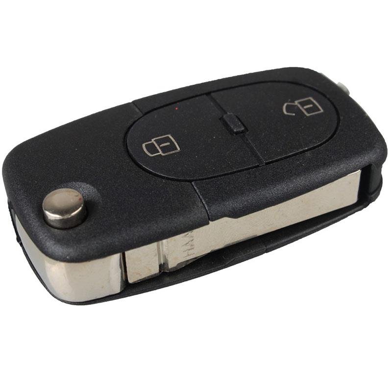 3 Button Panic Folding Remote Key Fob Case For Audi A3 A4 S4 Uncut Key Shell