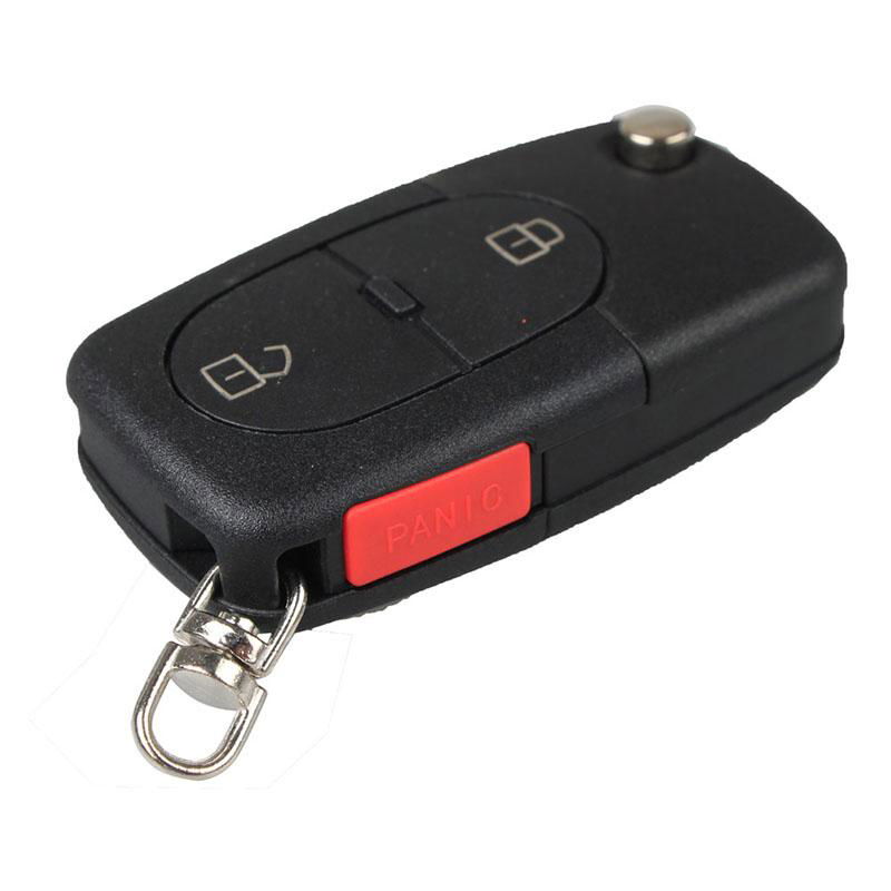 3 Button Panic Folding Remote Key Fob Case For Audi A3 A4 S4 Uncut Key Shell 2