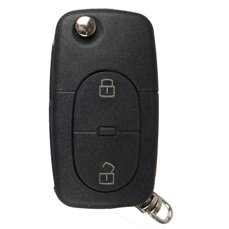 3 Button Panic Folding Remote Key Fob Case For Audi A3 A4 S4 Uncut Key Shell 4