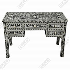 BONE INLAY 5 DRAWER CONSLE TABLE