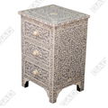 BONE INLAY 3 DRAWER BED SIDE CABINET