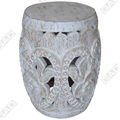 RUSTIC CARVED ROUND STOOL