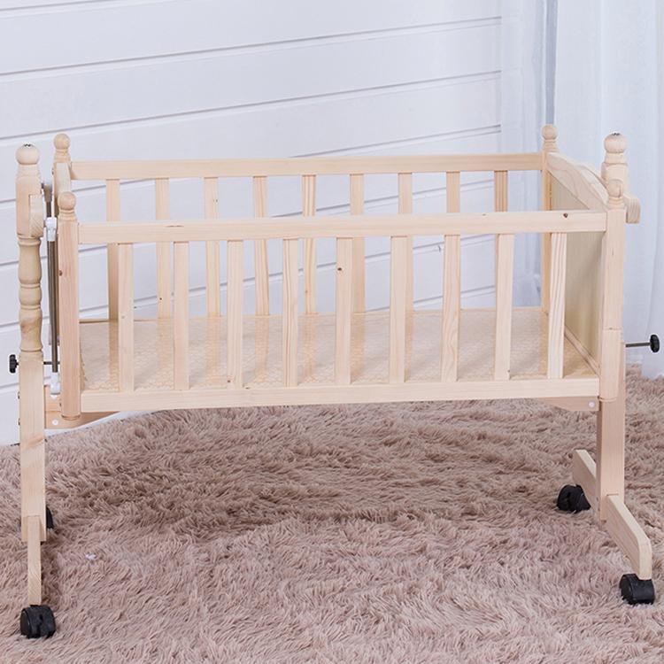 Solid Pine Wood Baby Bed Cradle Swing Cribs 2