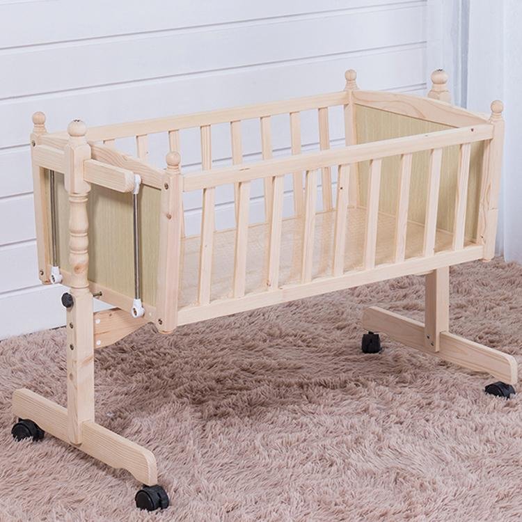 Solid Pine Wood Baby Bed Cradle Swing Cribs 4