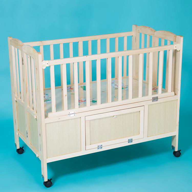 Hot Sale Baby Cot Solid Pine Wood Foldable Baby Bed YB3830 Yeah Baby (China Manufacturer