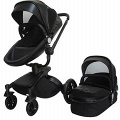 European Style Baby Pram PU Leather Baby Stroller 3 In 1