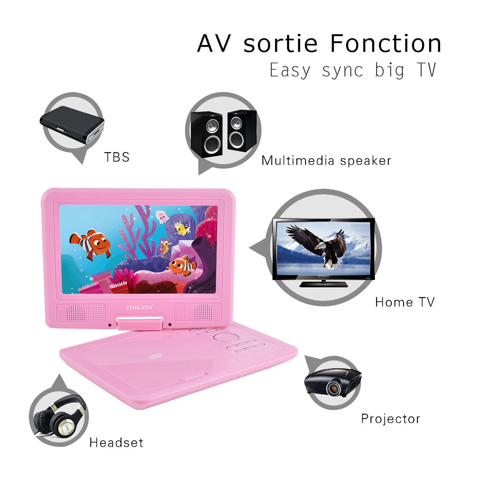 Wholesale 9 Inch portable dvd player with Swivel Screen