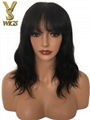 YSwigs Short Wavy Glueless Lace Front Human Hair Wigs With Bangs 1