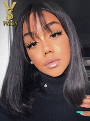 YSwigs Short Bob Wig With Bangs 360 Lace Human Hair Wigs Brazilian Virign Hair