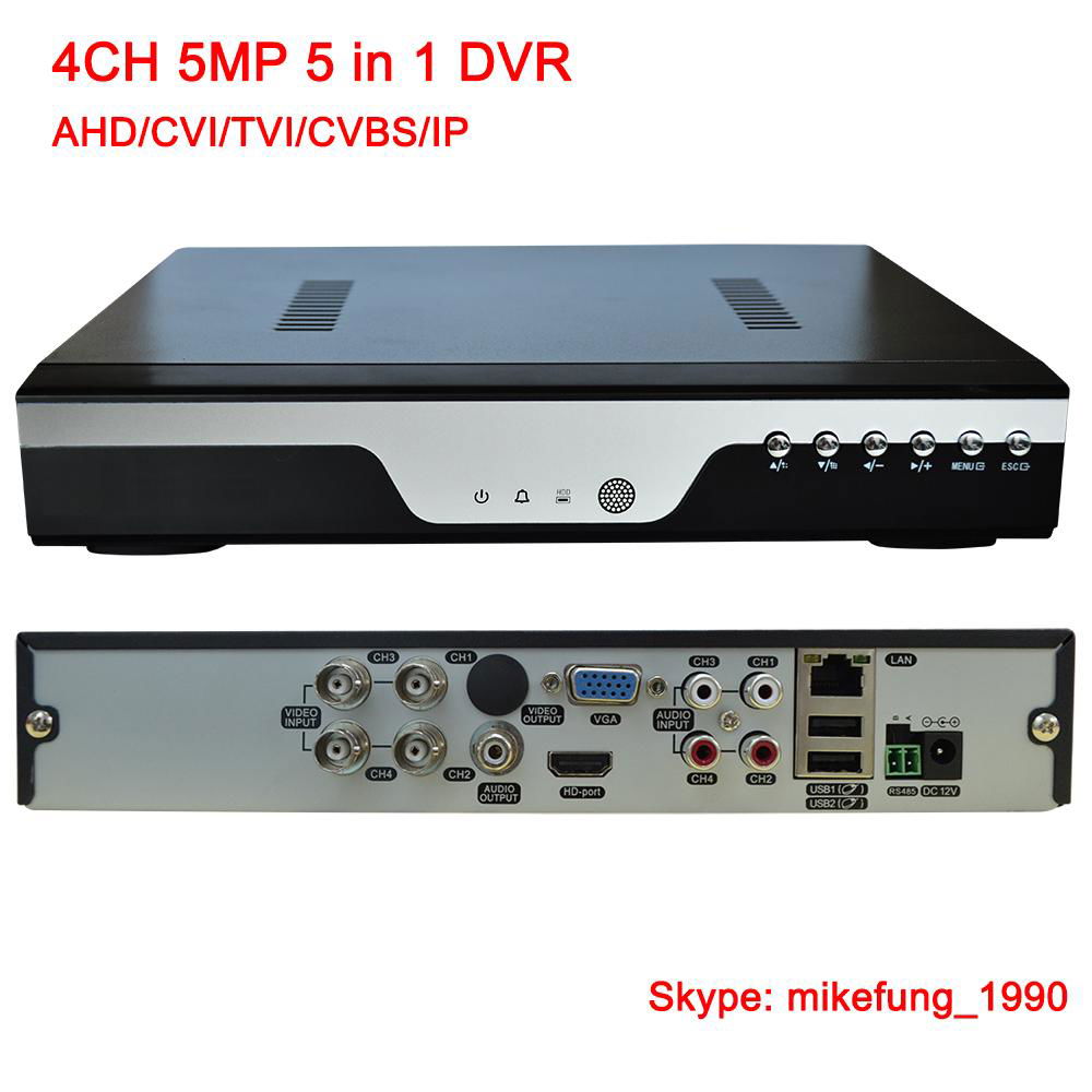 H.265 4CH 5MP DVR Recorder Support AHD CVI TVI Analog IP Cameras Hybrid DVR