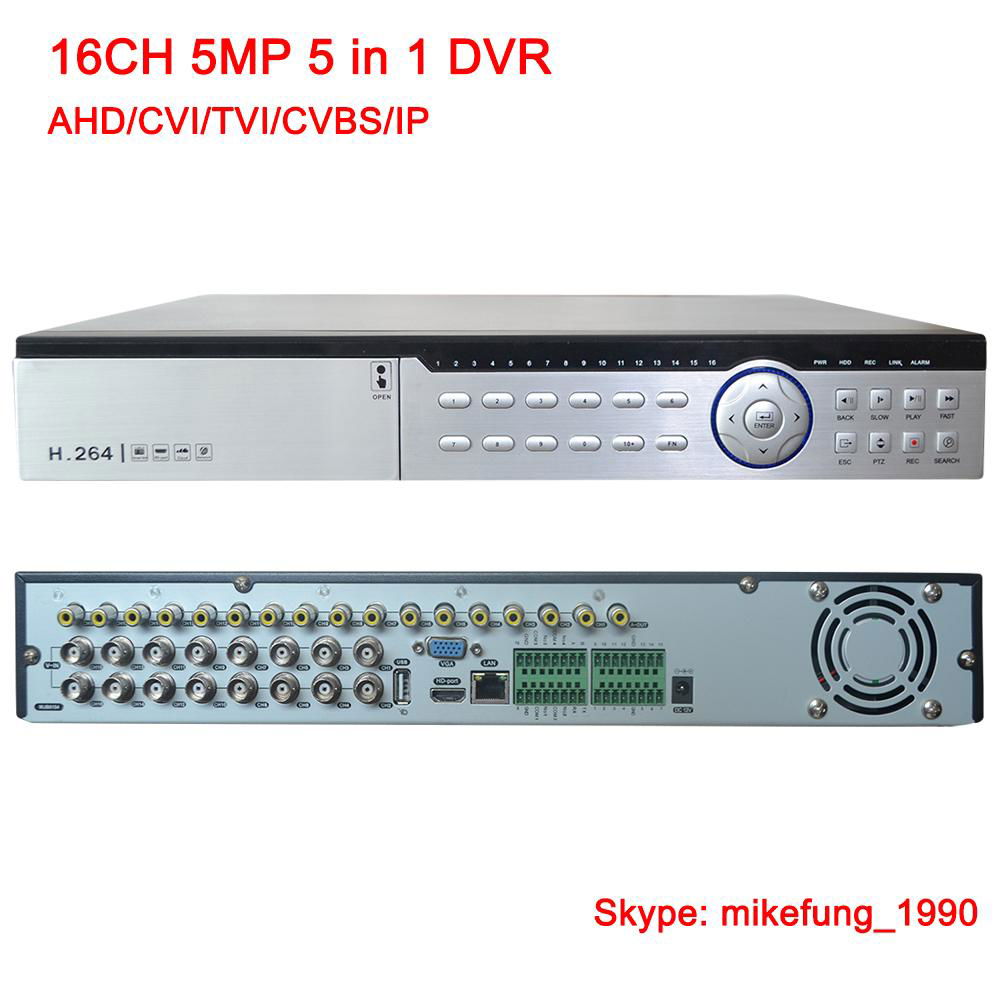 H.265 16CH 5MP Security DVR Support AHD CVI TVI Analog IP Cameras 4HDD 5in1 DVR