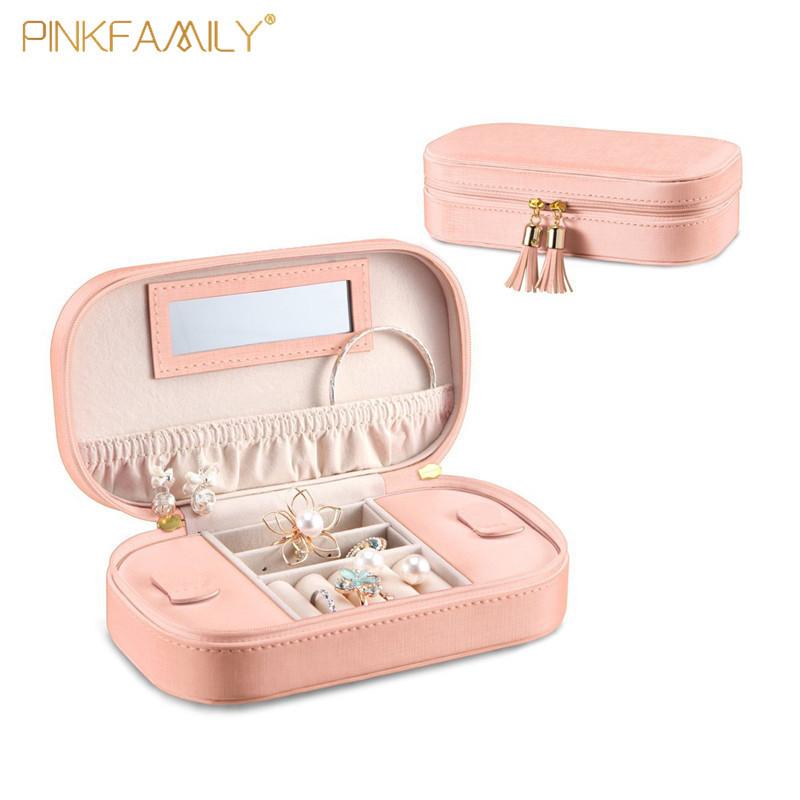 Custom Jewelry Box Leather Jewelry Travel Case Wholesale DS018 Pink