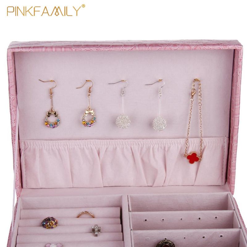 New Fashion Croco Leather Packing Storage Jewelry Box PFCDJ08 Pink
