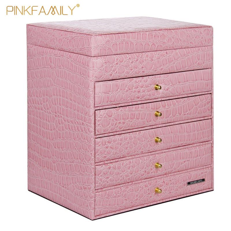 New Fashion Croco Leather Packing Storage Jewelry Box PFCDJ08 Pink