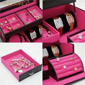 Large Jewelry Box Watch Case Earring Ring Jewelry Storage Case Leather Trinket O 3