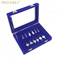 Portable Blue Velvet Ring Storage Tray Earring Display Box Jewelry Holder Case O 1