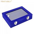 Portable Blue Velvet Ring Storage Tray Earring Display Box Jewelry Holder Case O 2