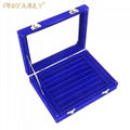 Portable Blue Velvet Ring Storage Tray Earring Display Box Jewelry Holder Case O 3