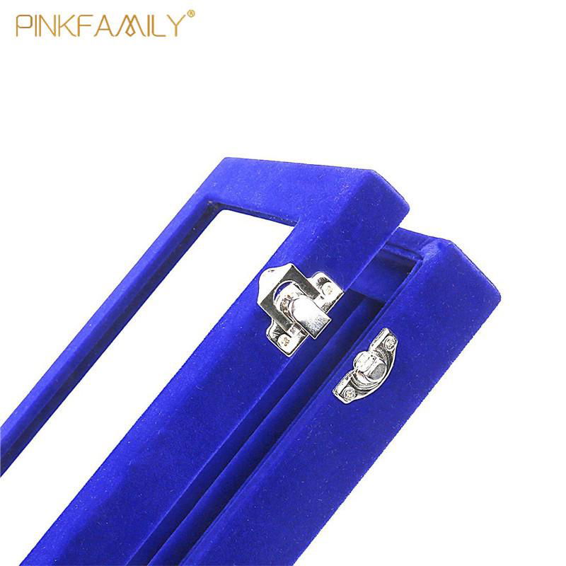 Portable Blue Velvet Ring Storage Tray Earring Display Box Jewelry Holder Case O 4