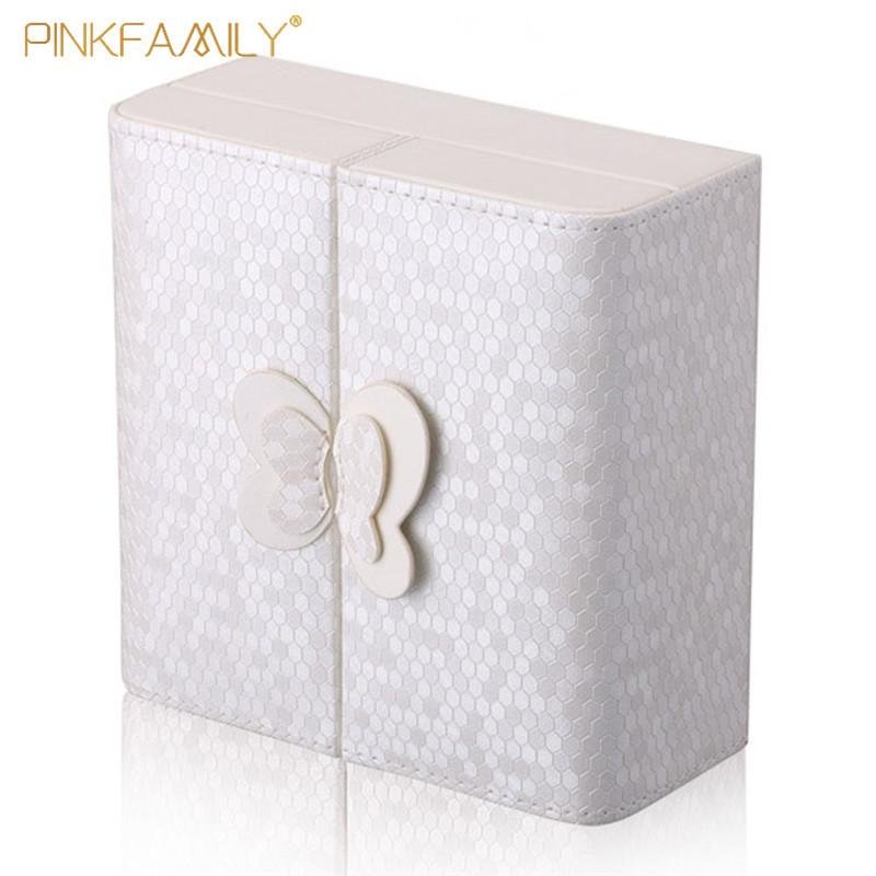 Small portable leather travel jewelry case butterfly jewelry box for rings neckl 2