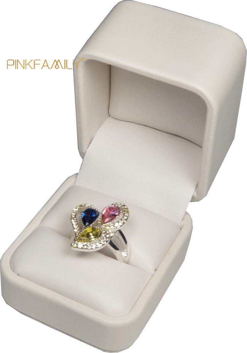 High Quality Luxury Jewelry Box Wedding Velvet Engagement ring Case Custom Ring  3