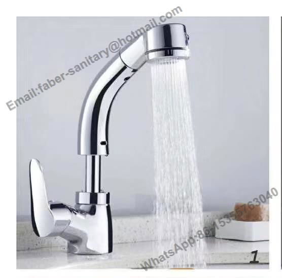 brass pull-out kitchen faucet single lever basin faucet 5