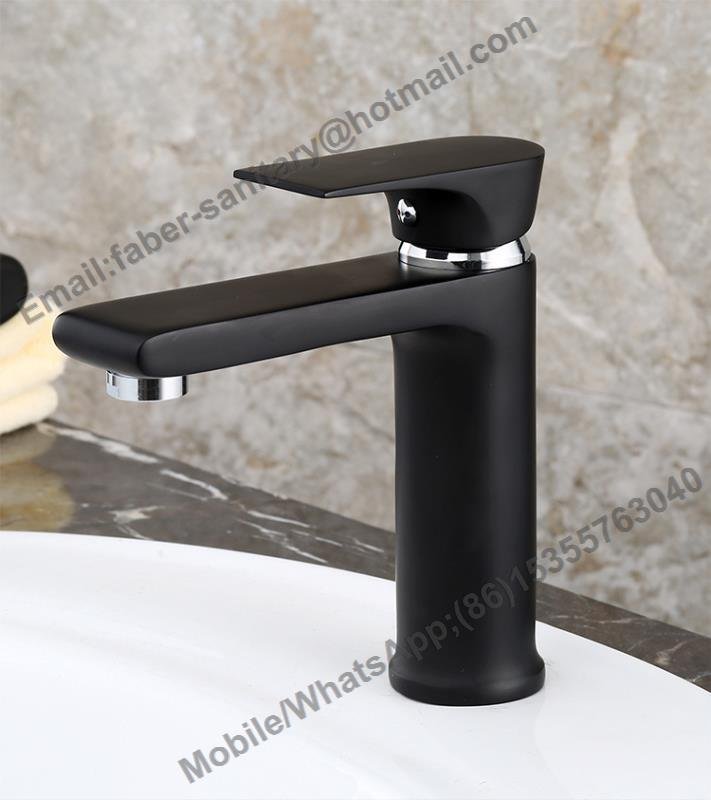 Factory Deck Mounted Single Lever Black Brass Basin Faucet  1