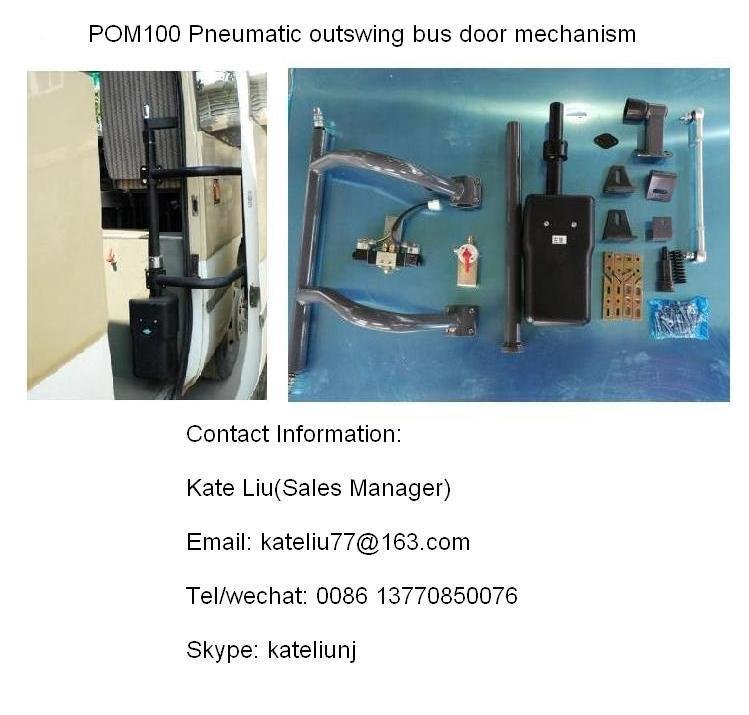 Pneumatic outswing bus door mechanism for intercity bus and tour bus
