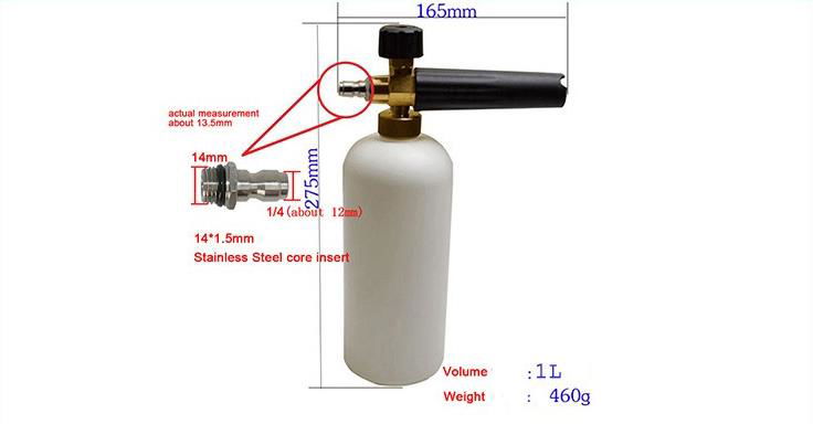 1/4" Quick Release Pressure Car Washer Adjustable Snow Foam Soap Lance