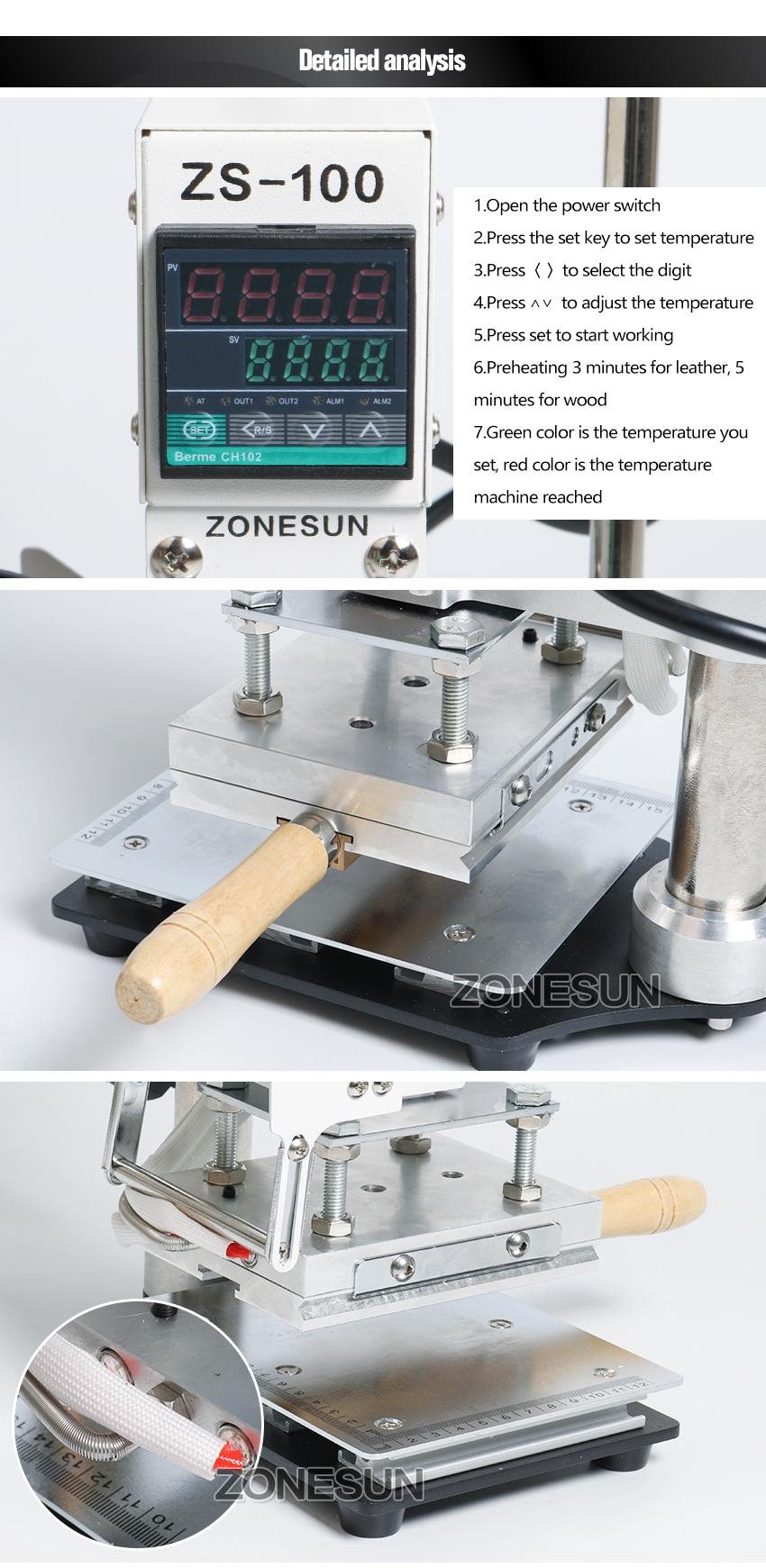 ZONESUN Hot Foil Stamping Machine Manual Bronzing Machine for PVC Card leather a 5
