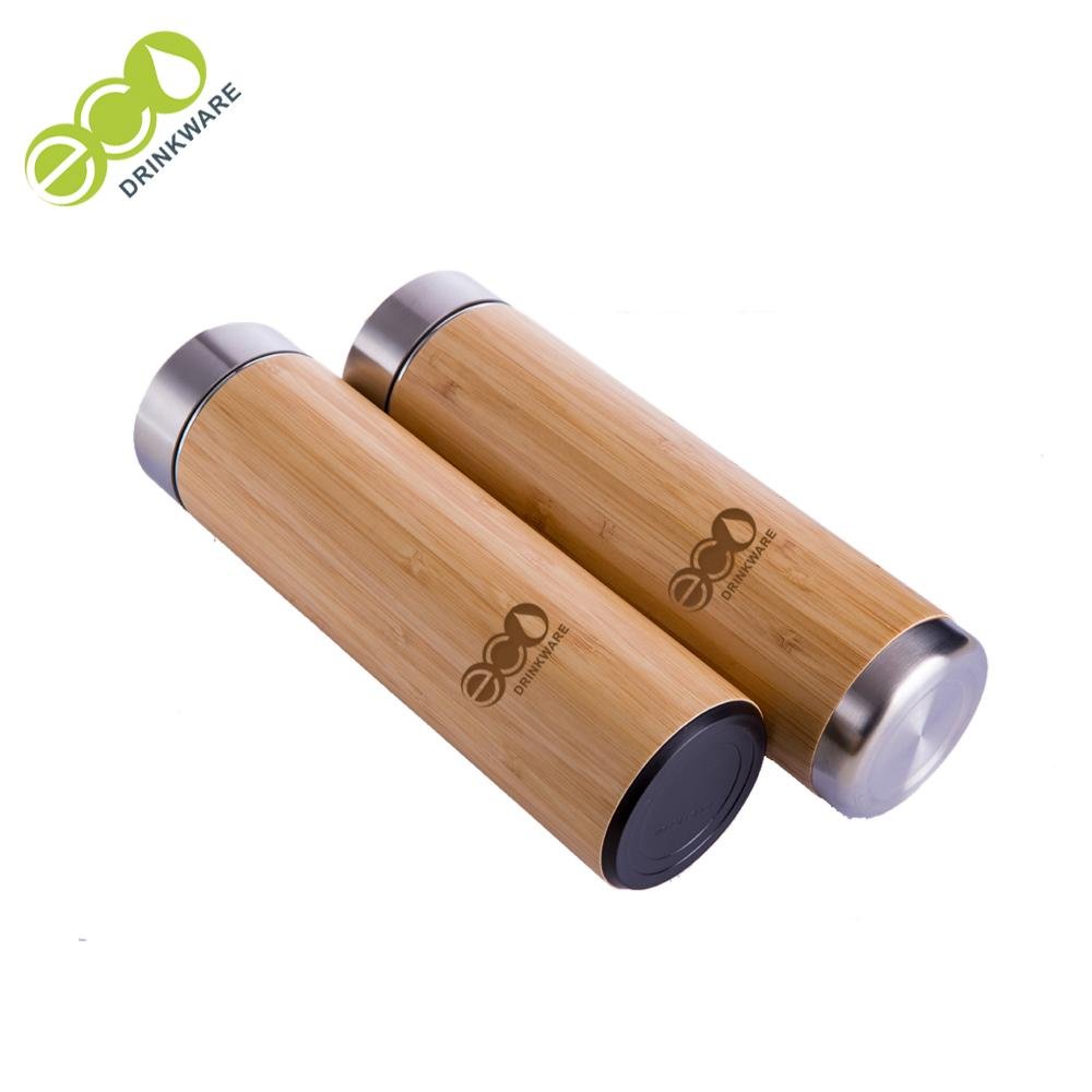 GB8060 500ML/17OZ Natural Stainless Steel bamboo Vacuum Insulated infuser flask  2