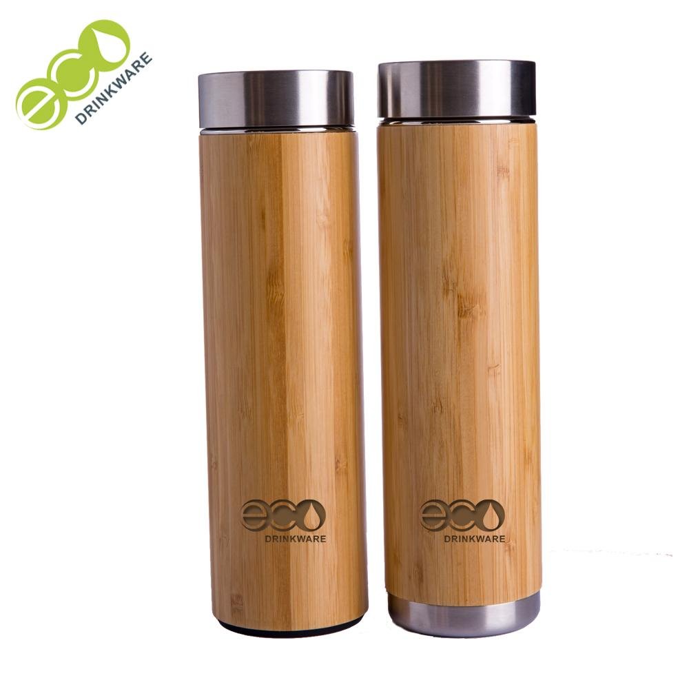 GB8060 500ML/17OZ Natural Stainless Steel bamboo Vacuum Insulated infuser flask  4