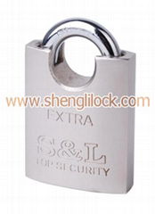  NICKEL PLATED ARC SHAPE WHOLE SHACKLE PROTECTED VANE PADLOCK 