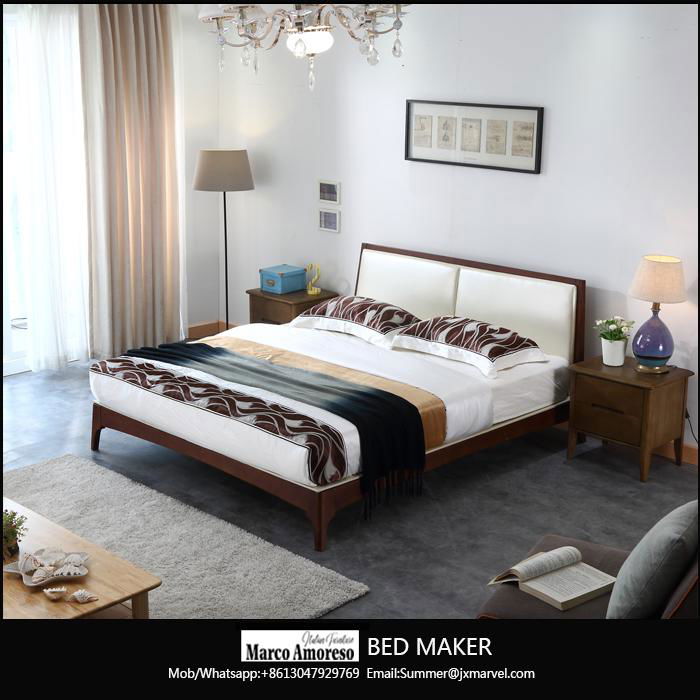 made in china wood frame structure italian leather bed frame modern beds 3