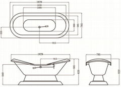 double silpper cast iron bathtub on pedestal