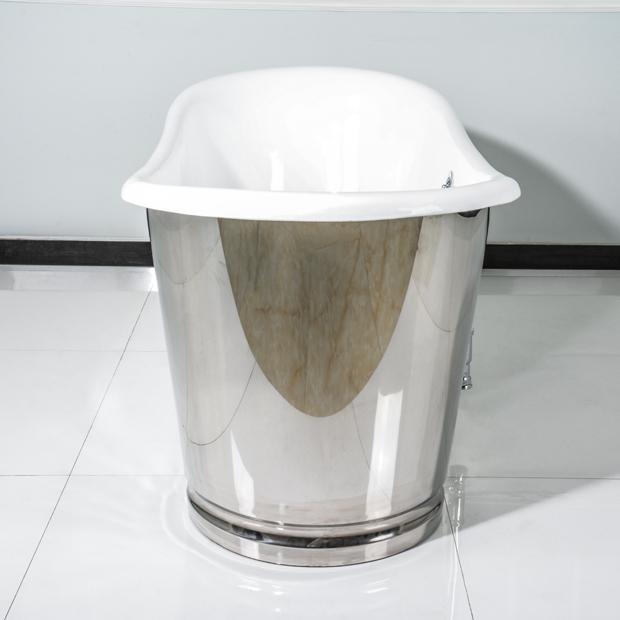 cast iron bathtub with mirror polished stainless steel skirt NH1008
