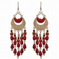 Fashion Jewelry Curved Crescent Bohemian Beaded Tassel Long Drop Earrings 1