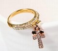 Luxury Women Rhinestone Double Color Plated Cross Ring8#