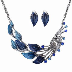 Fashion Vintage Colored Peacock Collar Necklace Set