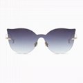 Trend Gradient Onepiece Lense Cateye Style Street Rimless Fashion Sunglasses