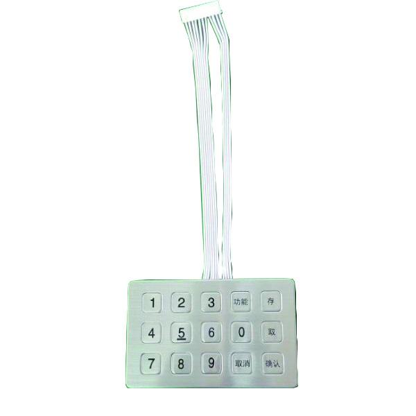 hot sale15 keys stainless steel waterproof numeric r   ed keypad 4