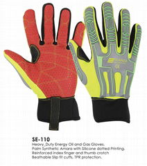 oil and gas heavy protection gloves/ TPR protection with reinforcement