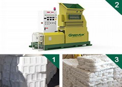 Professional polystyrene recycling machine of GREENMAX MARS C100 compactor