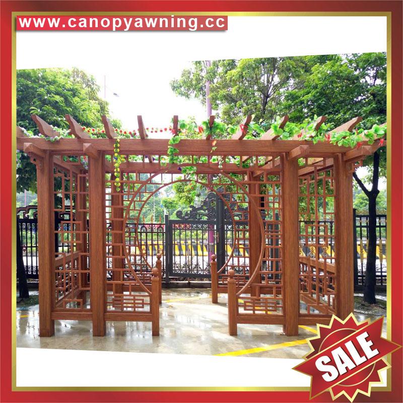 outdoor garden wood look alu aluminum metal shelter gazebo pergola grape trellies