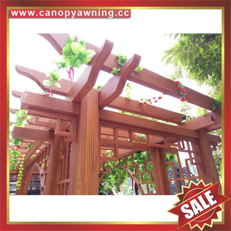 prefabricated outdoor garden wood look alu aluminum metal shelter gazebo pergola grape trellies