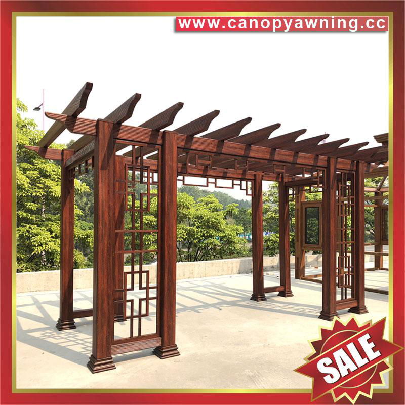 outdoor garden wood look  alu aluminum metal shelter gazebo pergola grape trellises